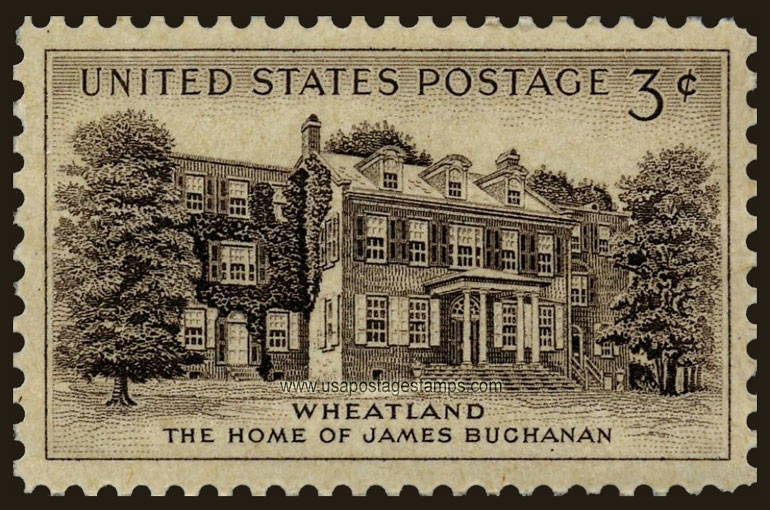 US 1956 Wheatland ; President Buchanan's Home, Lancaster, PA 3c. Scott. 1081