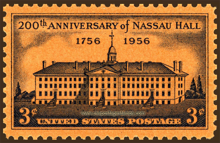 US 1956 200th Anniv. of Nassau Hall, Princeton University, NJ 3c. Scott. 1083