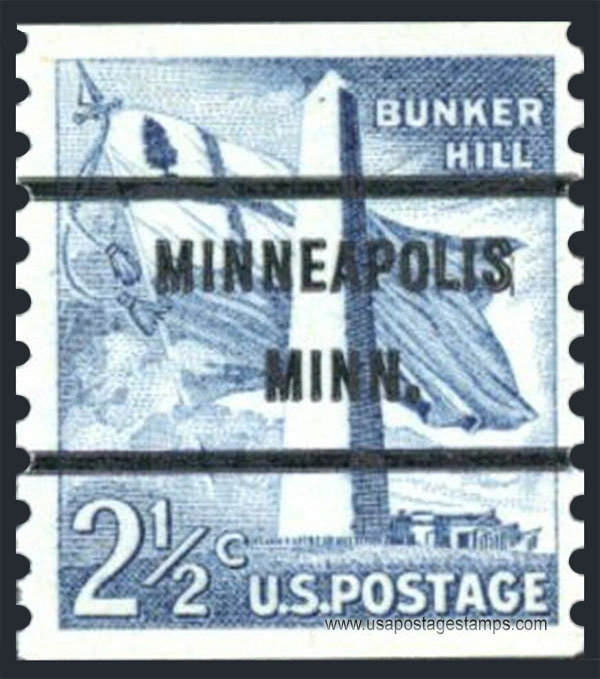 US 1959 Bunker Hill Monument, Boston, Massachusetts ; Coil 2½c. Michel PR655C