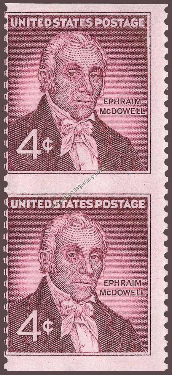 US 1959 Dr. Ephraim McDowell (1771-1830) 4c.x2 Scott. 1138a Se-tenant