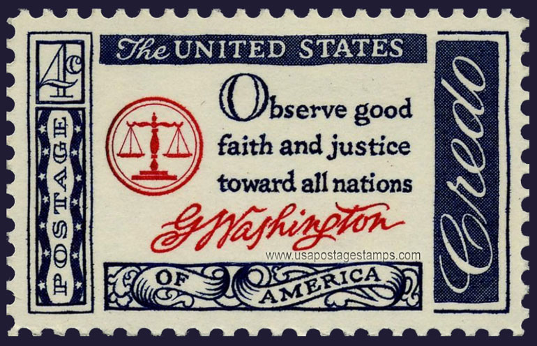 US 1960 Washington's Farewell Address Quotation ; American Credo 4c. Scott. 1139