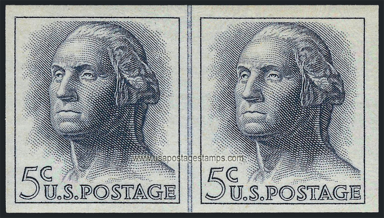 US 1963 George Washington (1732-1799) Imperf. 5c.x2 Scott. 1229b