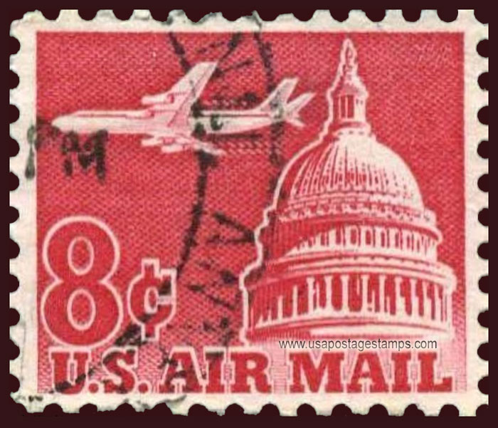 US 1963 'Airmail' Jet Airliner over Capitol 8c. Scott. C64a