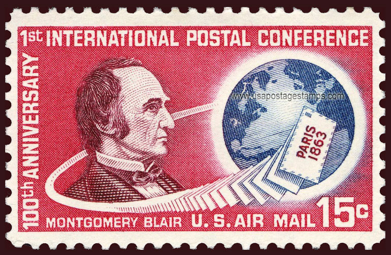 US 1963 'Airmail' 1st Int. Postal Conference ; Montgomery Blair 15c. Scott. C66