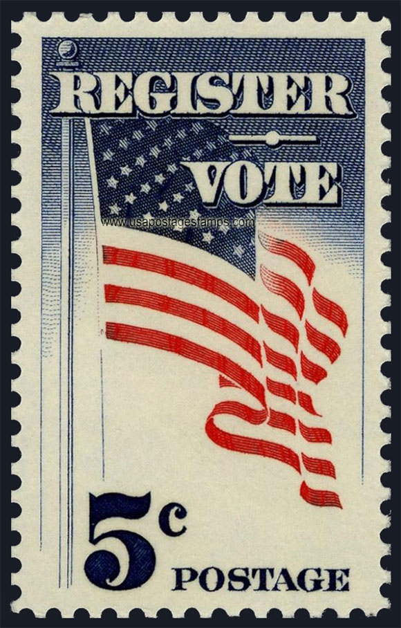 US 1964 Register and Vote - U.S. Flag 5c. Scott. 1249