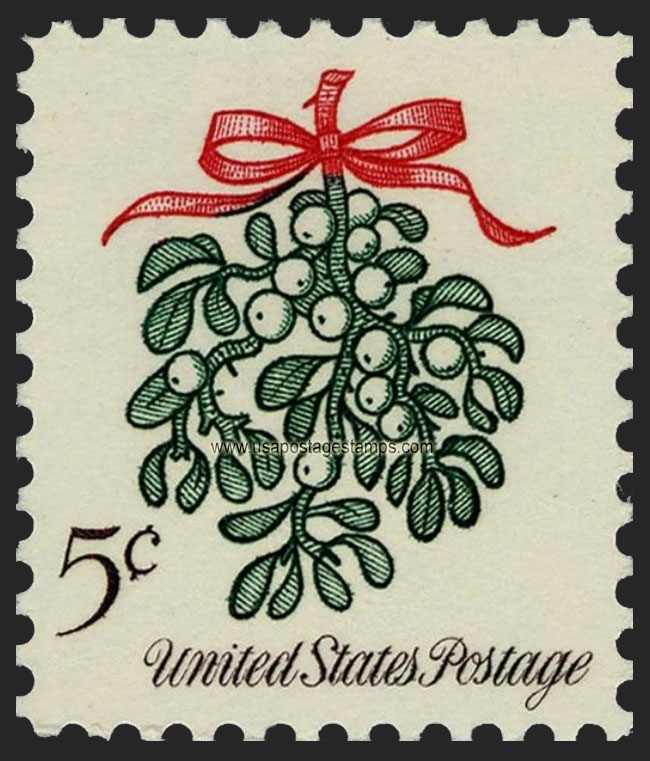 US 1964 Christmas ; Mistletoe (Phoradendron leucarpum) 5c. Scott. 1255