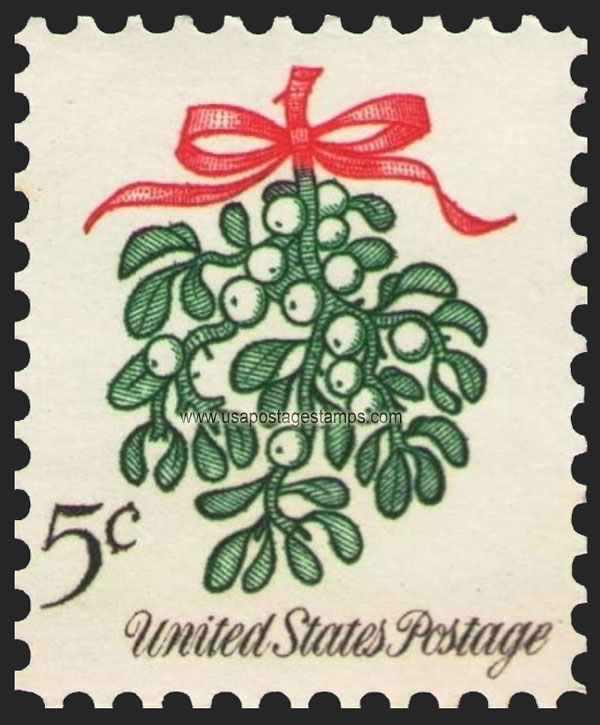 US 1964 Christmas ; Mistletoe (Phoradendron leucarpum) 5c. Scott. 1255a