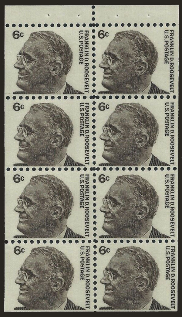 US 1966 Franklin Delano Roosevelt ; Booklet Pane 6c.x8 Scott. 1284b
