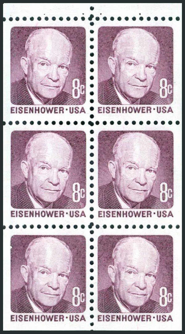 US 1971 David Dwight Eisenhower ; Booklet Pane 8c.x6 Scott. 1395b