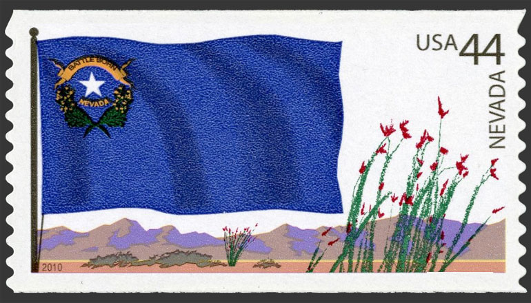 US 2010 Nevada State Flag : Flags of Our Nation ; Coil 44c. Scott 4306