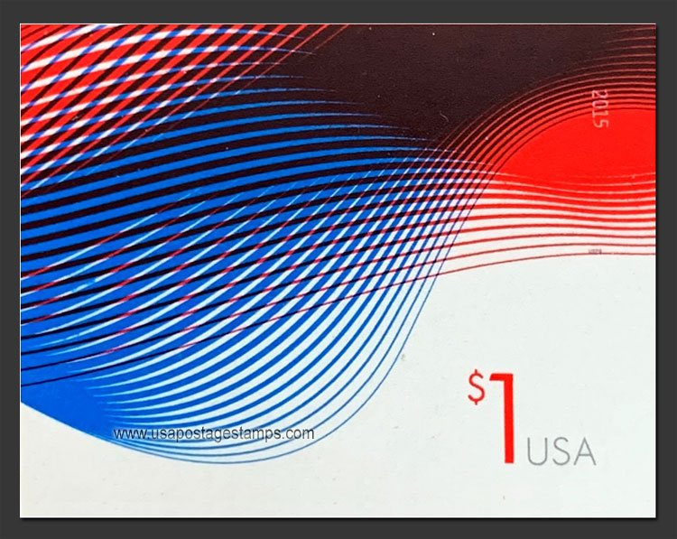 US 2015 Patriotic waves ; Imperf. $1 Scott. 4953a