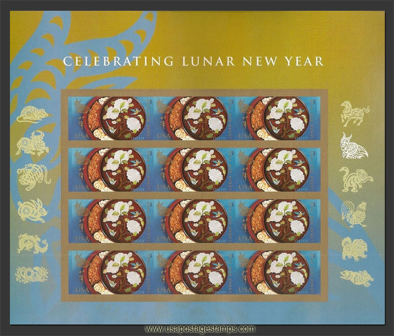 US 2015 Chinese Lunar New Year ; Imperf. Full Sheet 49c.x12 Scott. 4957aMS