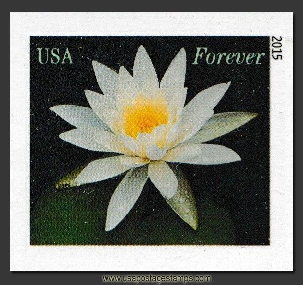 US 2015 Water Lily Flower (white) 49c. Imperf.