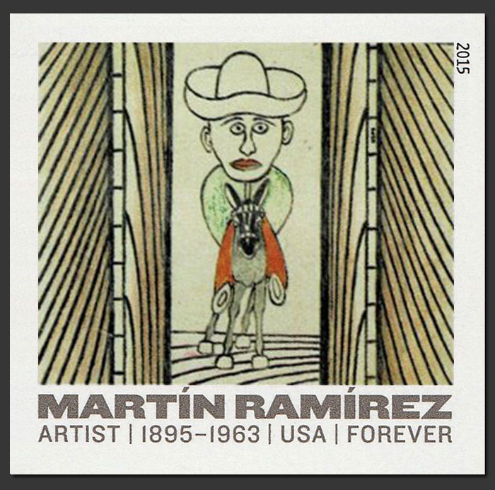 US 2015 Martin Ramirez Arts : Man Riding Donkey 49c. Imperf.