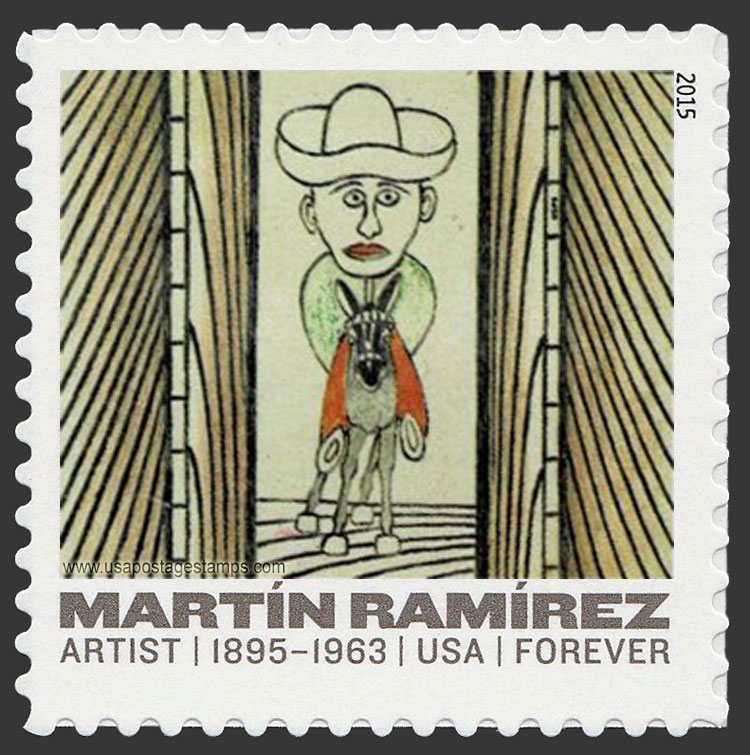US 2015 Martin Ramirez Arts : Man Riding Donkey 49c. Scott. 4969
