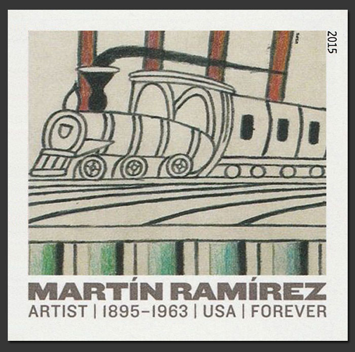 US 2015 Martin Ramirez Arts : Train on Tracks 49c. Imperf.