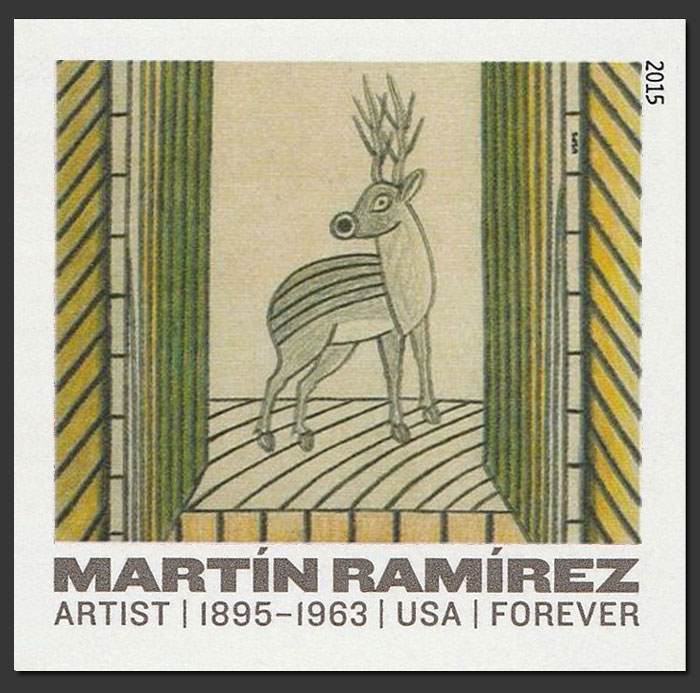 US 2015 Martin Ramirez Arts : Deer 49c. Imperf.