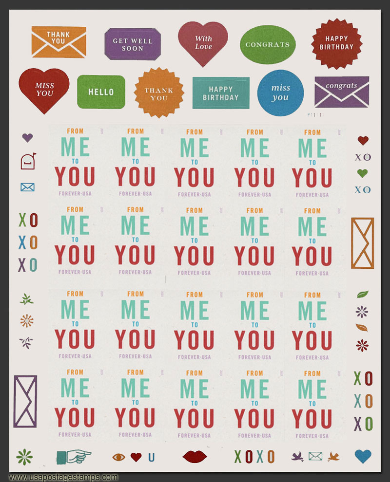 US 2015 'From Me To You' ; Imperf. Full Sheet 49c.x20 Scott. 4978aMS