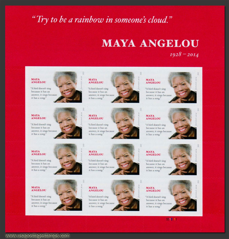 US 2015 Maya Angelou ; Full Sheet 49c.x12 Scott. 4979MS