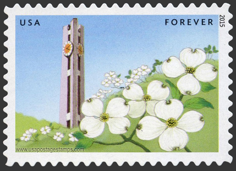 US 2015 Gifts of Friendship : Clock Tower and Dogwood Blossoms 49c. Scott. 4985