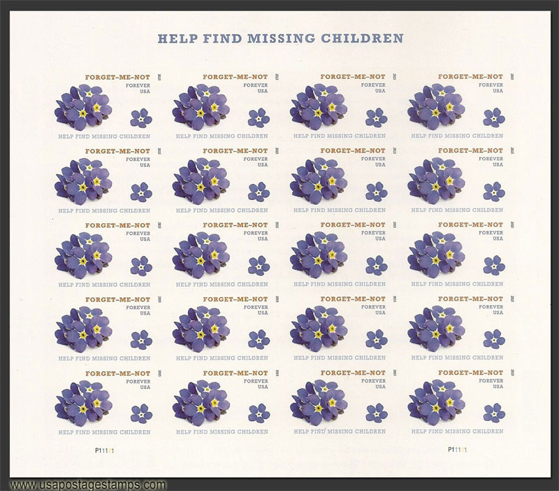 US 2015 Help Find Missing Children ; Imperf. Full Sheet 49c.x20 Scott. 4987MS