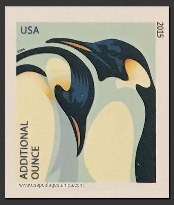 US 2015 Wildlife : Emperor Penguin ; Imperf. 22c. Scott. 4989a