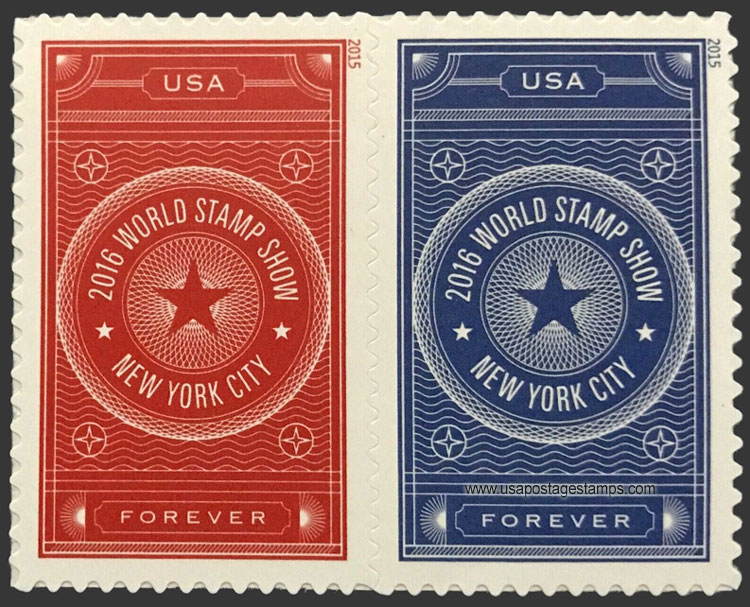 US 2015 World Stamp Show - NY 2016 ; Se-tenant 49c.x2 Scott. 5011a