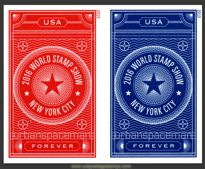 US 2015 World Stamp Show - NY 2016 ; Imperf. Se-tenant 49c.x2 Scott. 5011b