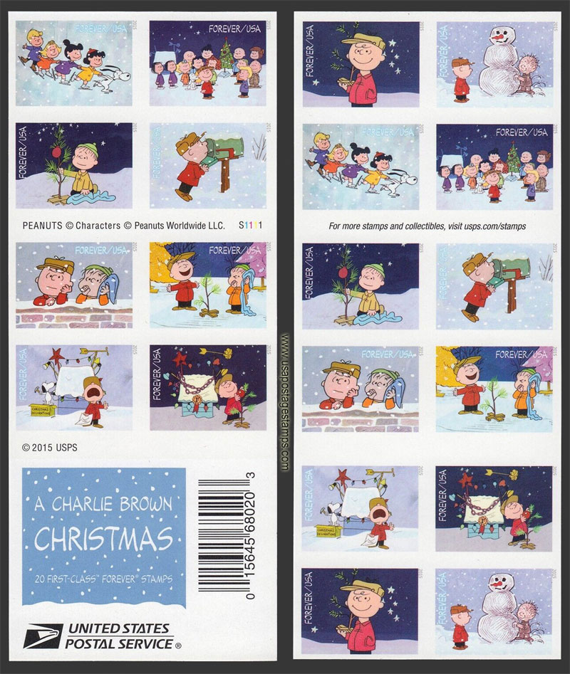 US 2015 Charlie Brown Christmas ; Booklet 47c.x20 Scott. 5030d