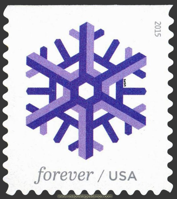 US 2015 Geometric Snowflakes : Purple 49c. Scott. 5031