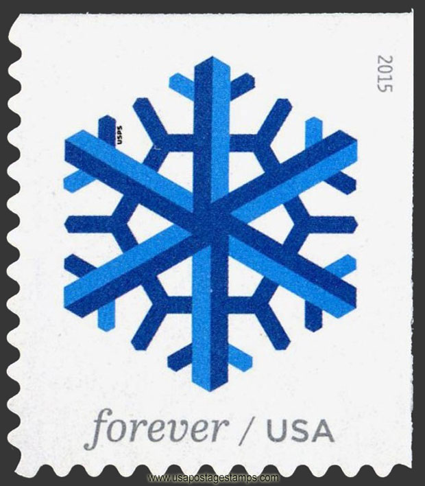 US 2015 Geometric Snowflakes : Blue 49c. Scott. 5032