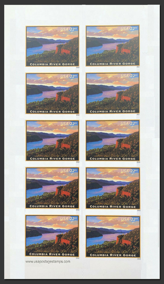 US 2016 Columbia River Gorge ; Imperf. $22.95x10 Scott. 5041aMS