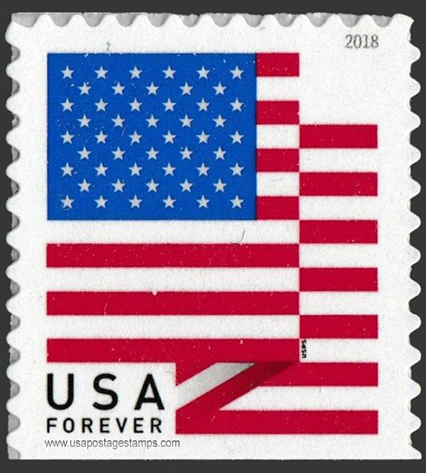US 2018 USA Flag from Booklet Pane 50c. Scott. 5263