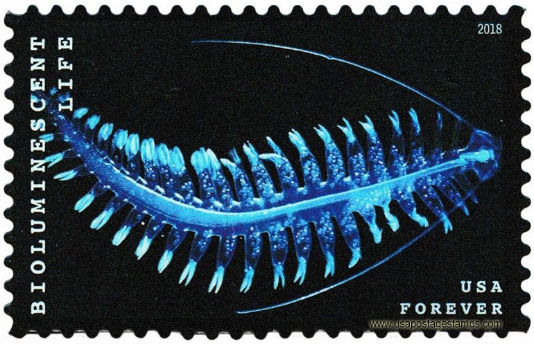 US 2018 Marine Worm : Bioluminescent Life 50c. Scott. 5272