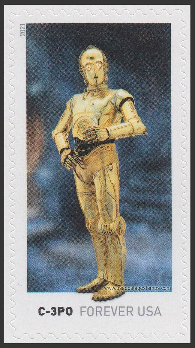 US 2021 C-3PO : Star Wars Droids 55c. Scott. 5579