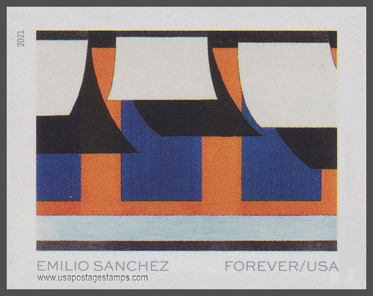 US 2021 En El Souk by Emilio Sanchez ; Imperf. 55c. Scott. 5596a