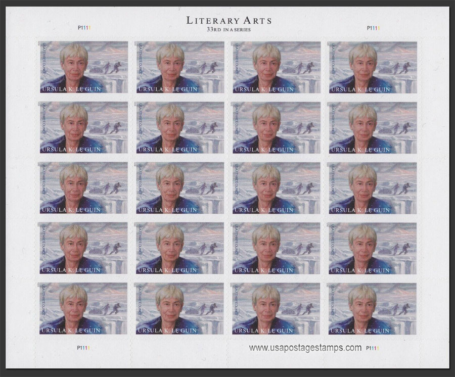 US 2021 Ursula Kroeber Le Guin ; Full Sheet 95c.x20 Scott. 5619MS
