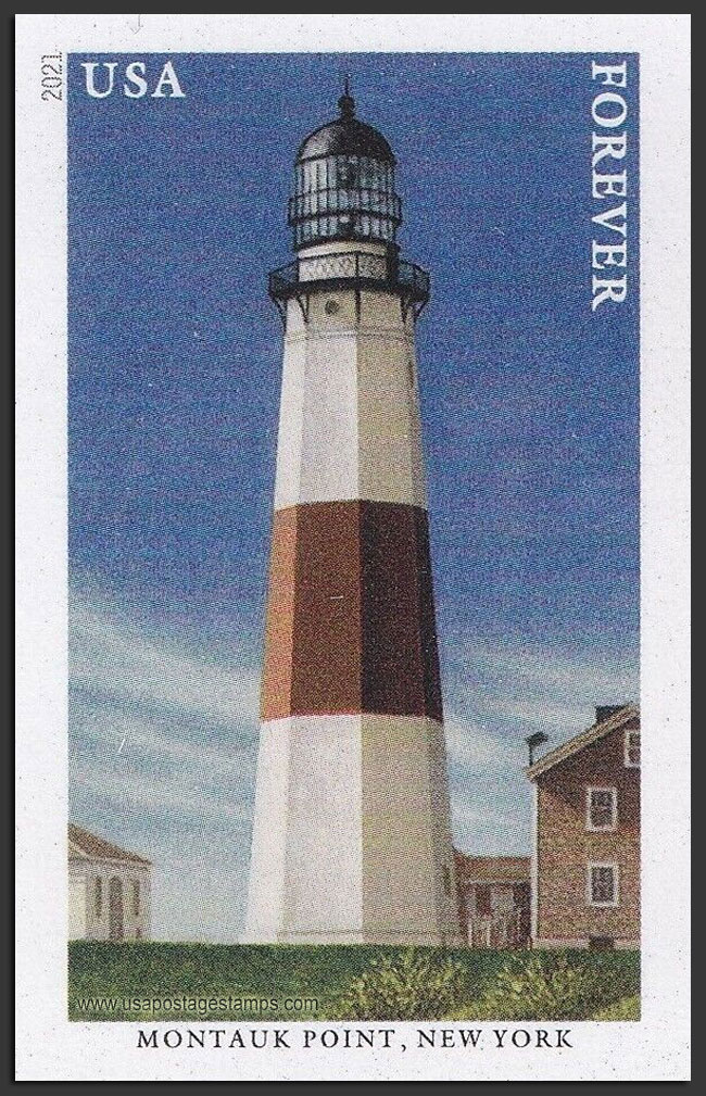 US 2021 Montauk Point Lighthouse, New York ; Imperf. 55c. Scott. 5621a