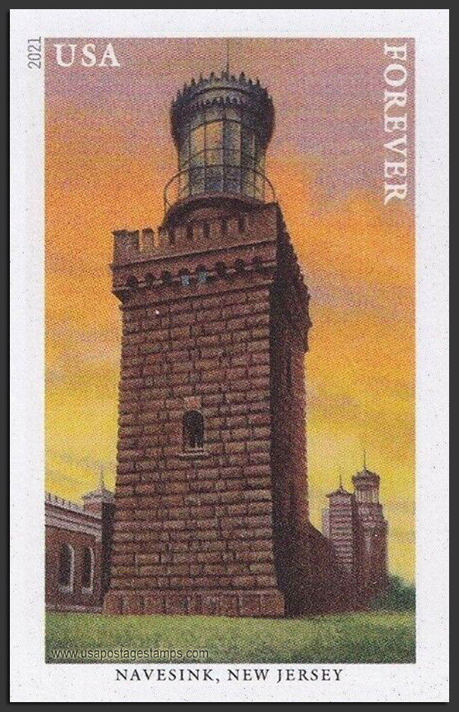 US 2021 Navesink Lighthouse, New Jersey ; Imperf. 55c. Scott. 5622a