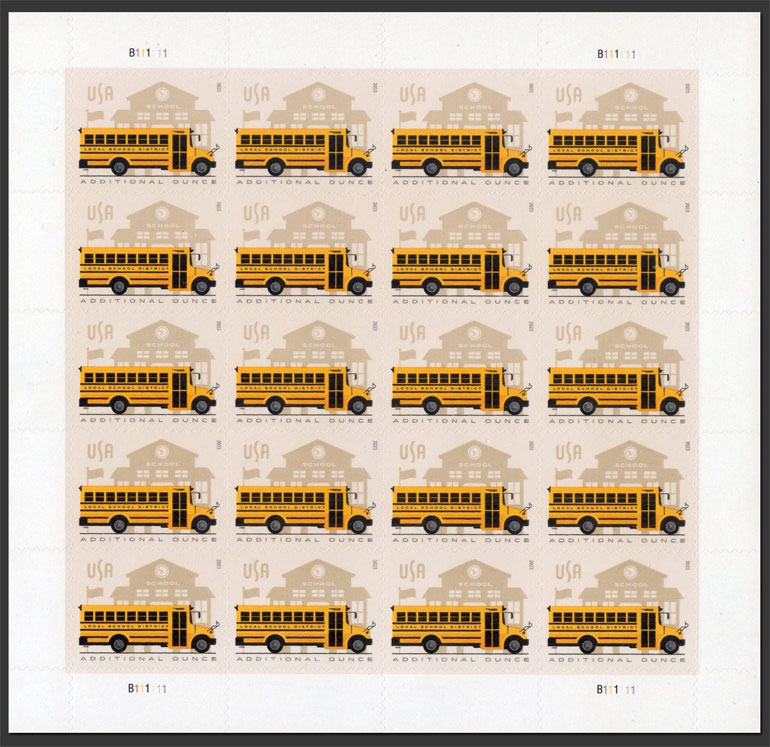 US 2023 School Bus ; Full Sheet 24c.x20 Scott 5741MS