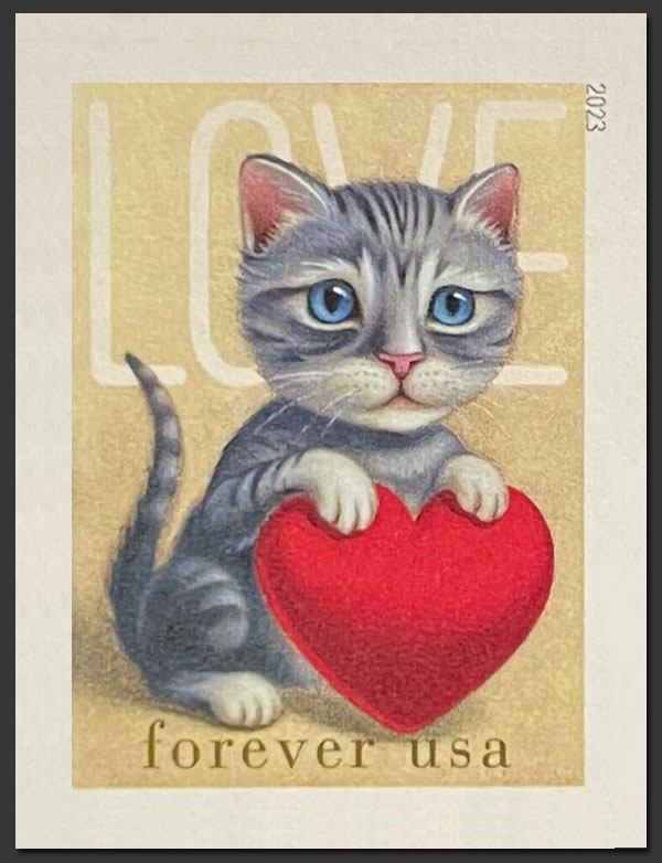 US 2023 Love : Kitten ; Imperf. 60c. Scott 5745a
